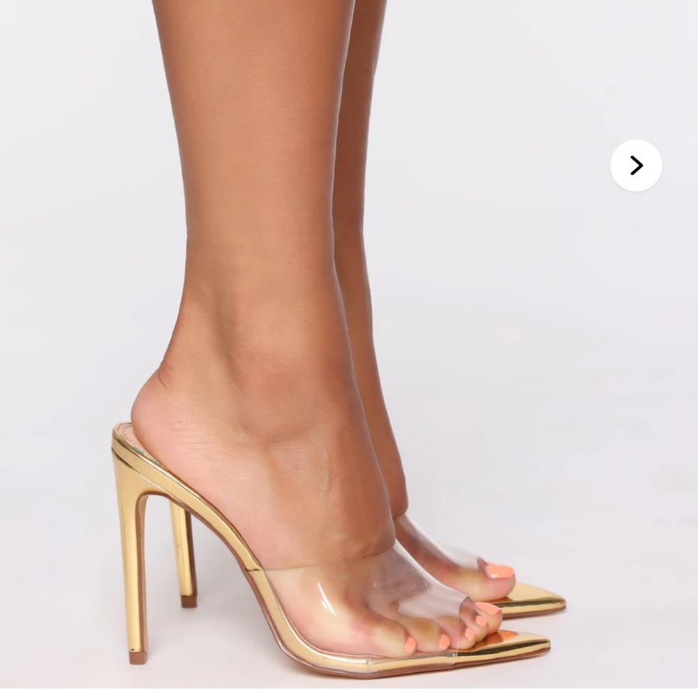 Fashion Nova Gold Clear Heels